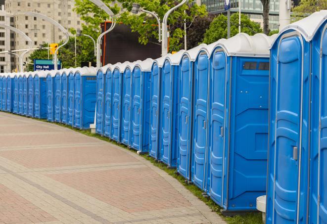 Seasonal porta potty units set up at a Tucson, Arizona venue