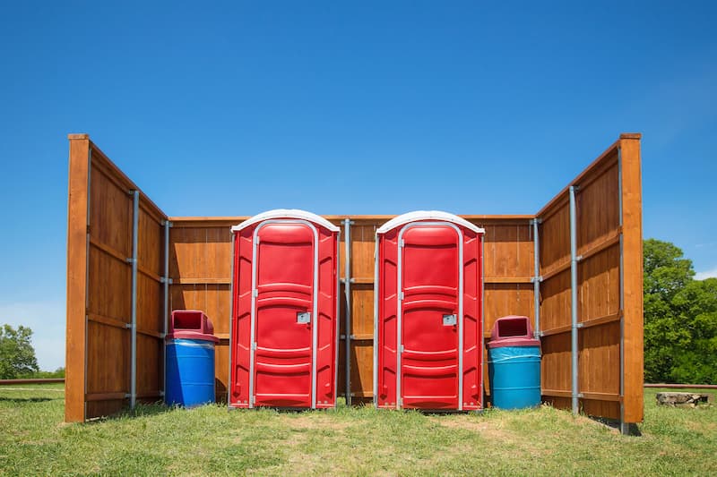 Short-term porta potty units staged for delivery in Tucson, Arizona